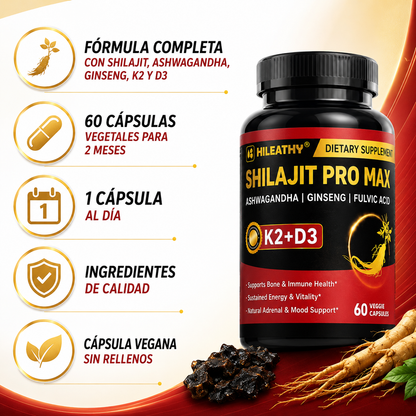 Shilajit Pro Max K2+D3 | Fórmula Completa para Más Energía y Bienestar ♥️⚡